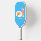 Cute kawaii egg and bacon cartoon illustration pickleball paddle (Links)
