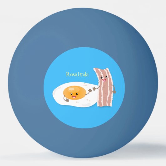 Cute kawaii egg and bacon cartoon illustration pingpongbal (Voorkant)