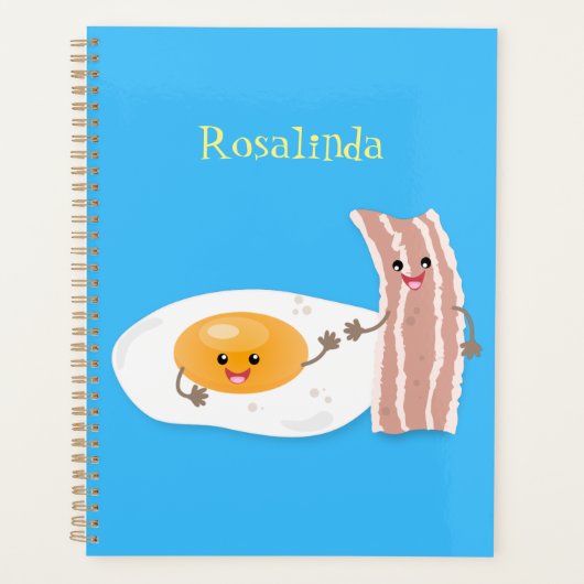 Cute kawaii egg and bacon cartoon illustration planner (Voorkant)