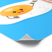 Cute kawaii egg and bacon cartoon illustration poster (Hoek)