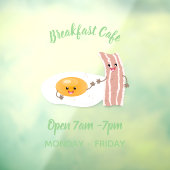 Cute kawaii egg and bacon cartoon illustration raamsticker (Vel 3)