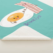 Cute kawaii egg and bacon cartoon illustration sherpa deken (3/4)