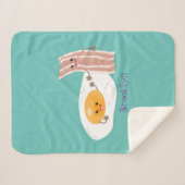Cute kawaii egg and bacon cartoon illustration sherpa deken (Voorkant (horizontaal))