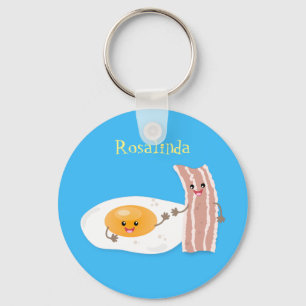 Cute kawaii egg and bacon cartoon illustration sleutelhanger