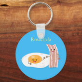 Cute kawaii egg and bacon cartoon illustration sleutelhanger (Voorkant)