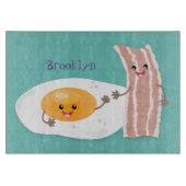 Cute kawaii egg and bacon cartoon illustration snijplank (Voorkant)