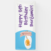 Cute kawaii egg and bacon cartoon illustration spandoek (Verticaal)