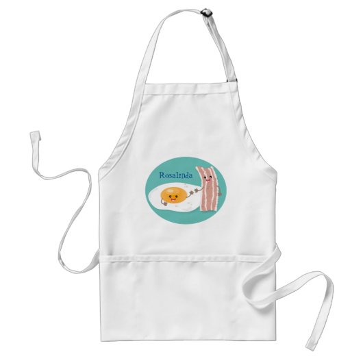 Cute kawaii egg and bacon cartoon illustration standaard schort (Voorkant)