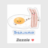 Cute kawaii egg and bacon cartoon illustration sticker (Vel)