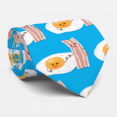 Cute kawaii egg and bacon cartoon illustration stropdas (Opgerold)