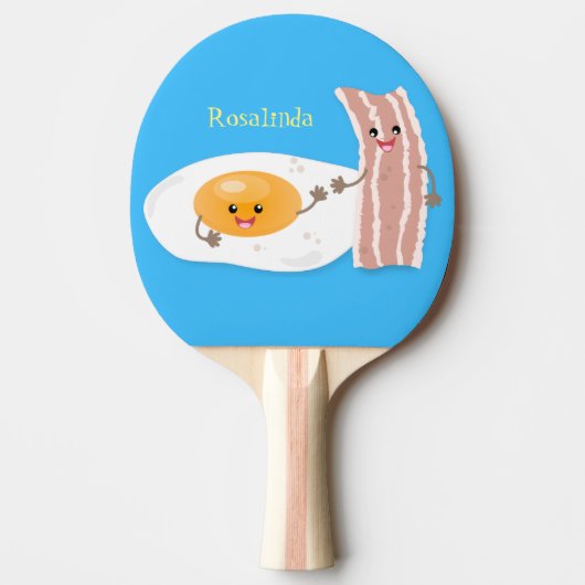 Cute kawaii egg and bacon cartoon illustration tafeltennisbatje (Voorkant)