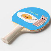 Cute kawaii egg and bacon cartoon illustration tafeltennisbatje (Voorkant Gekanteld)
