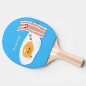 Cute kawaii egg and bacon cartoon illustration tafeltennisbatje (Zijkant)