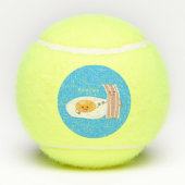 Cute kawaii egg and bacon cartoon illustration tennisballen (Achterkant)