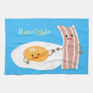 Cute kawaii egg and bacon cartoon illustration theedoek