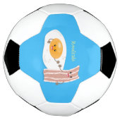 Cute kawaii egg and bacon cartoon illustration voetbal (Gedraaid)
