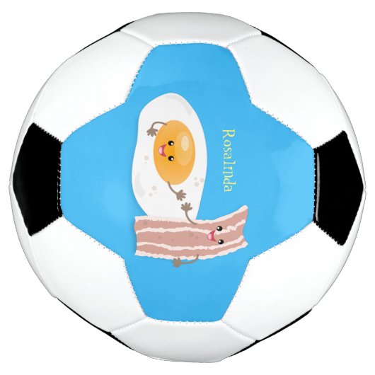 Cute kawaii egg and bacon cartoon illustration voetbal (Gedraaid)