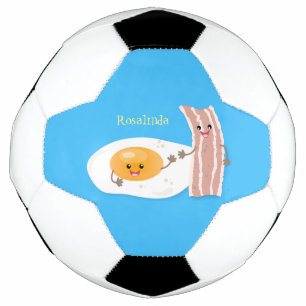 Cute kawaii egg and bacon cartoon illustration voetbal
