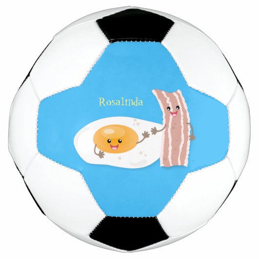 Cute kawaii egg and bacon cartoon illustration voetbal (Voorkant)