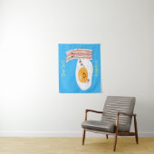 Cute kawaii egg and bacon cartoon illustration wandkleed (In situ)