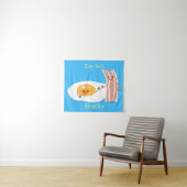 Cute kawaii egg and bacon cartoon illustration wandkleed (In Situ (horizontaal))