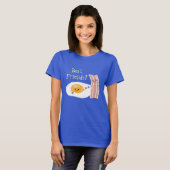 Cute kawaii egg bacon grappige cartoon illustratie t-shirt (Voorkant volledig)