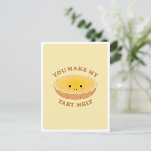 Cute Kawaii Eier Taart Food Pun Love Quote Groet  Briefkaart (Staand voorkant)