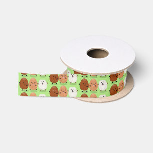 Cute kawaii eieren leuke cartoon illustratie satijnen lint
