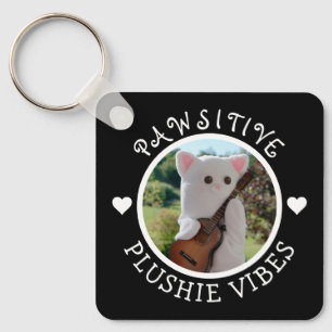 Cute Kawaii Elegant Pawsitive Plushie Vibes Photo Sleutelhanger