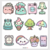 Cute Kawaii Everyday Sticker Bundle – Adorable Lif (Vel)