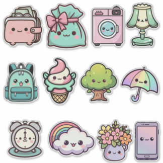 Cute Kawaii Everyday Sticker Bundle – Adorable Lif