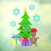Cute Kawaii Face Kerstmis Scene 52x72 & Down Raamsticker (Vel 3)