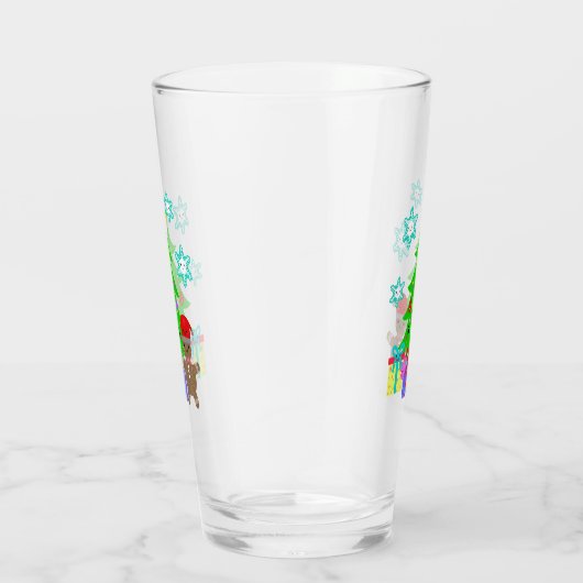 Cute Kawaii Face Kerstmis Scene, ZSG Glas (Rechts)