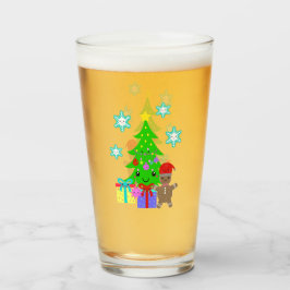 Cute Kawaii Face Kerstmis Scene, ZSG Glas