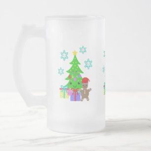 Cute Kawaii Face Kerstmis Scene, ZSG Matglas Bierpul