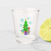 Cute Kawaii Face Kerstmis Scene, ZSG Shot Glas (Voorkant)