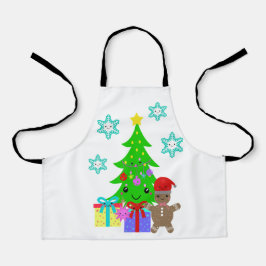 Cute Kawaii Face Kerstmis Scene, ZSSD Schort