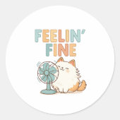 Cute Kawaii Fan Cat Aesthetic Vinyl Sticker  (Voorkant)