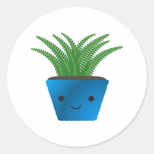 Cute kawaii Fern Ronde Sticker (Voorkant)