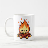 Cute kawaii fire flame koffiemok (Links)
