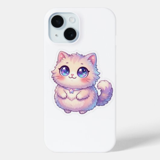 Cute Kawaii Fluffy Kitten Kat Ster Pastel Chibi St Case-Mate iPhone Case (Achterkant)