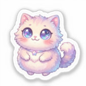 Cute Kawaii Fluffy Kitten Kat Ster Pastel Chibi St Sticker (Voorkant)