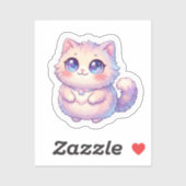 Cute Kawaii Fluffy Kitten Kat Ster Pastel Chibi St Sticker (Vel)