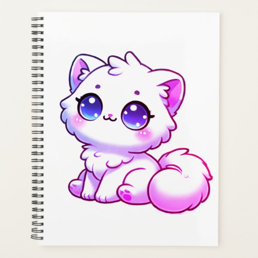 Cute Kawaii Fluffy Kitten Planner (Voorkant)