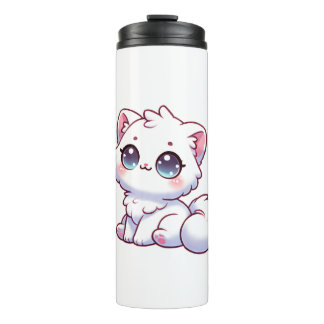 Cute Kawaii Fluffy Kitten Tumbler Thermosbeker