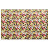 Cute Kawaii Food Patterned Black Stof (Fat Quarter)