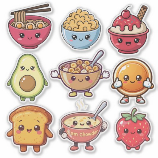 Cute Kawaii Food  Sticker (Voorkant)