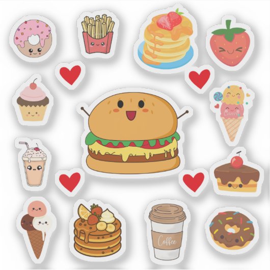 Cute Kawaii Food Stickers (Voorkant)