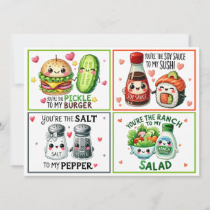 Cute Kawaii Foodie Valentijnskaarten voor in de kl Feestdagenkaart