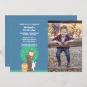 Cute Kawaii Forest Animals Kinder Boy Birthday Fot Kaart (Voorkant / Achterkant)